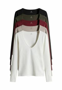 REGULAR FIT - 5 PACK FITTED LONG SLEEVE CREW NECK - Long sleeved top - black red khaki neutral cream