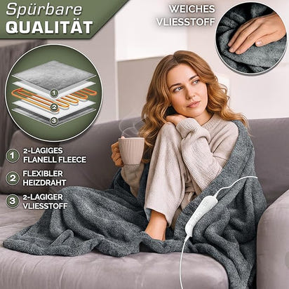 Gray Plush Electric Heated Blanket 200x180cm