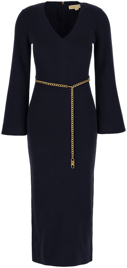 Michael Kors Michael Kors Midnight blue stretch wool blend dress Blauw